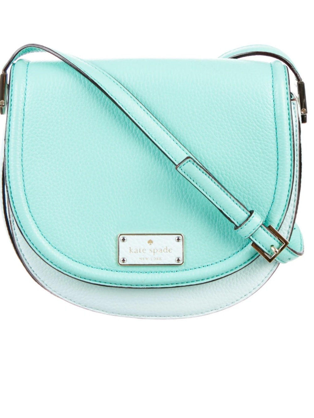 kate spade Oliver Street Lily Turquoise green leather crossbody saddle bag